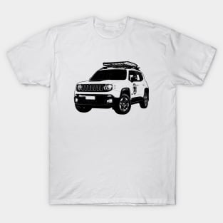 Jeep Renegade With Roof Rack Sketch Art T-Shirt